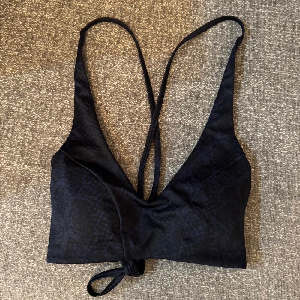 Athleta Navy and Black Snake Skin Bikini Top
